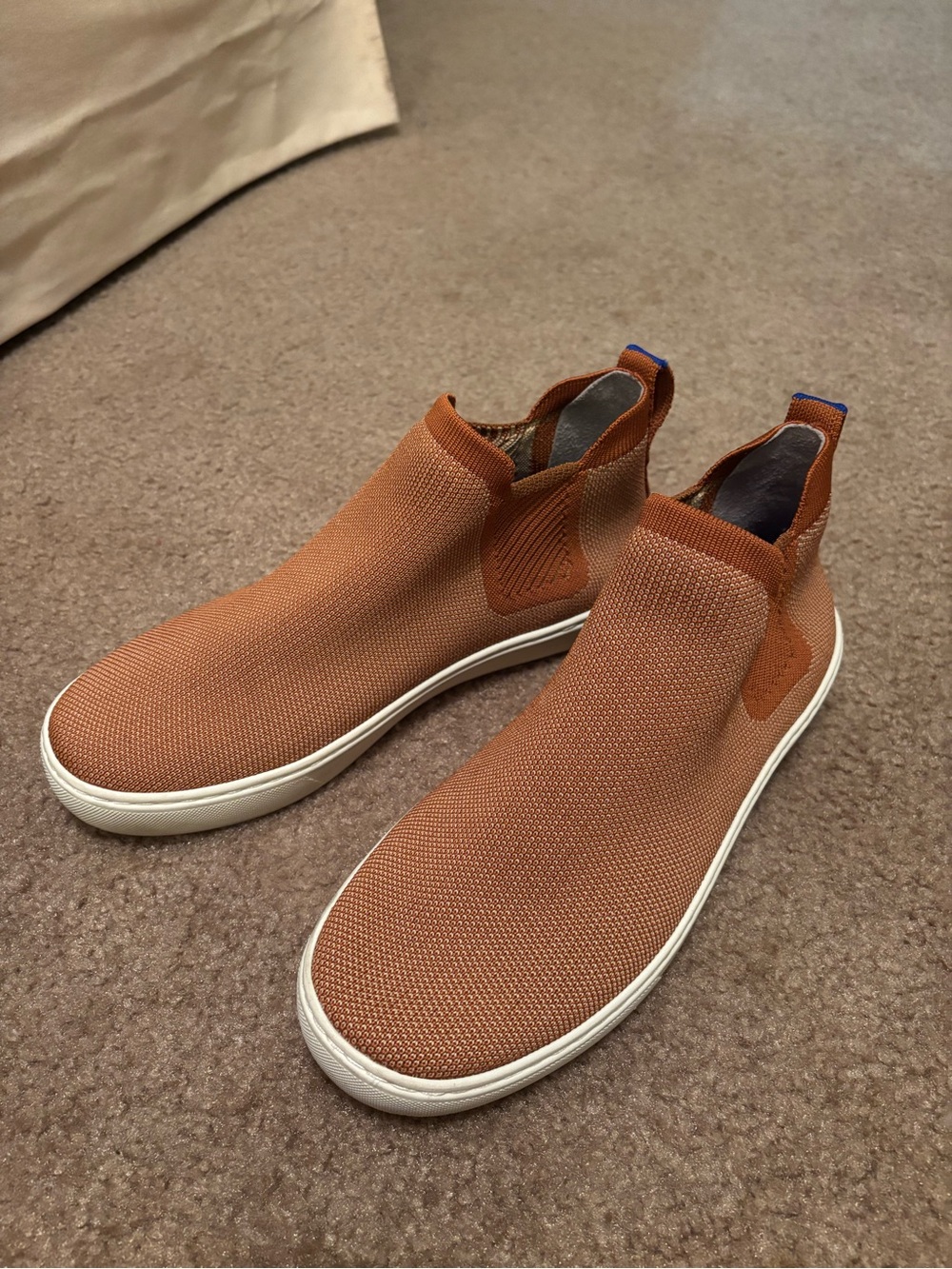 Rothy's The Chelsea Sneaker Boots Fawn Tan Knit Slip On Women's Size 8.5